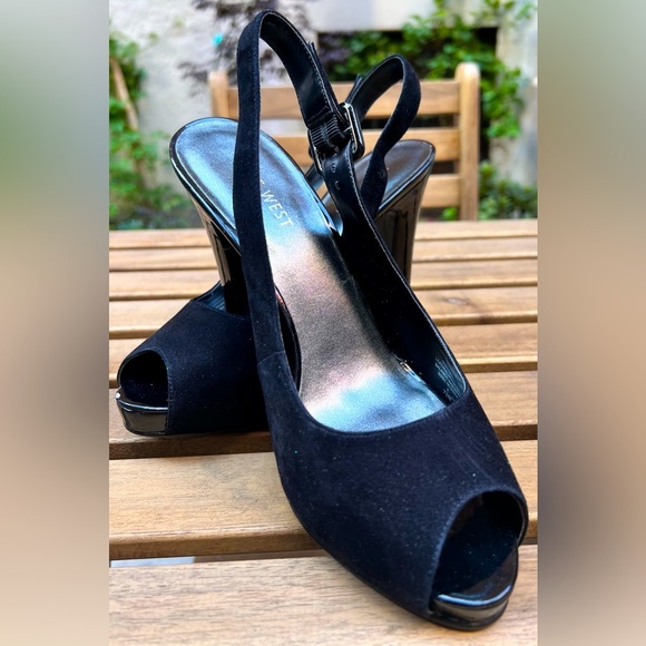 NINE WEST Peep-toe Suede Heels - Picture 3 of 6